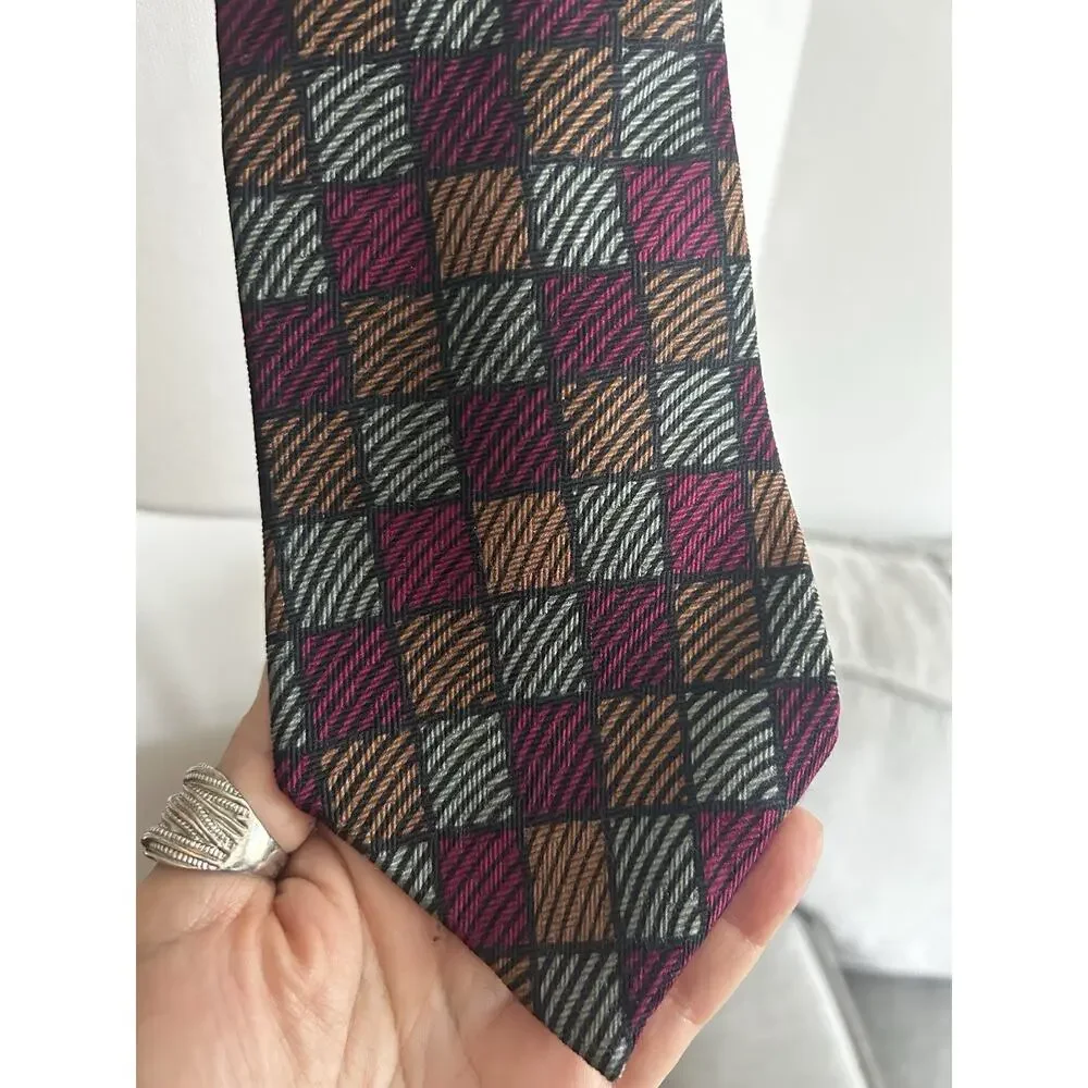 Albert Nipon Plaid Silk Checked Tie